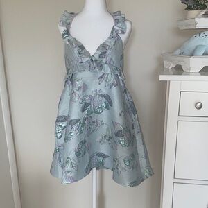 Arianne Light Blue and Purple Floral Mini Dress